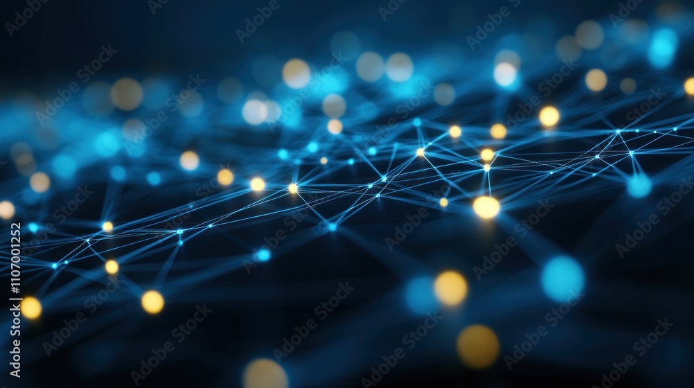 Aufkleber Abstract Network Connection: Digital Nodes and Lines