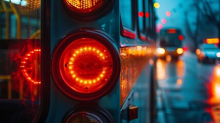Zoomed in view of a bus rear taillight assembly