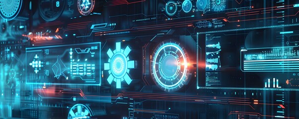 Obraz premium Futuristic Technology Interface Displays Data And Information