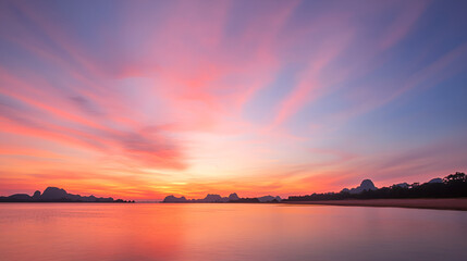 Obraz premium Morning Twilight Ocean Sunset Ocean Horizon Morning Glow