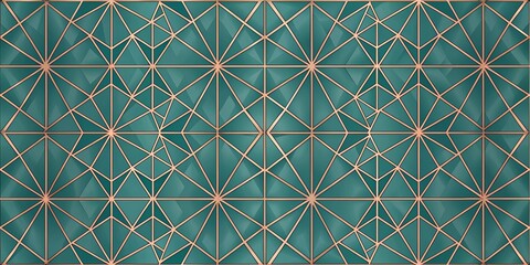 Abstract Teal and Rose Gold Geometric Pattern Design