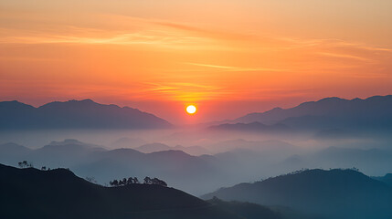 Obraz premium Sunrise Sunset Sunset Cloud Sea Dawn Twilight Mountain Peaks Nature