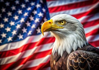 Majestic American Eagle with Flag Design Symbolizing Freedom Day - Celebrate Independence with Stunning Macro Photography of National Pride and Spirit