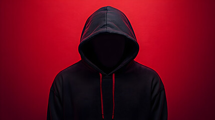 Hoodie displayed with the hood up