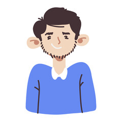 Cute Cartoon Smiling Man Flat Illustration 