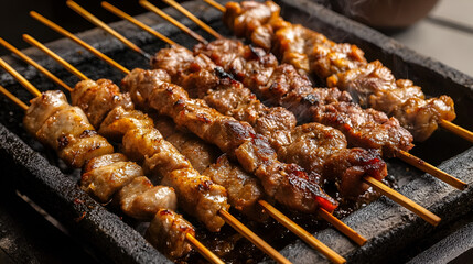 Barbecue Delicious Food Flames Grilled Skewers Charcoal Grilled Meat Snacks	