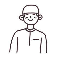 Hand Drawing Doodle Smiling Muslim Boy Illustration 