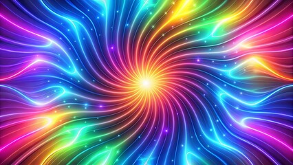 Obraz premium Abstract Swirling Rainbow Light Energy Burst with Glowing Particles and Dynamic Lines