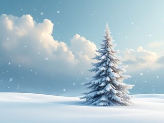 Obraz premium AI-generated snow-laden Christmas tree, clean lines. A minimalist vision.