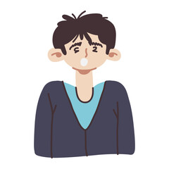 Surprised Young Man Cartoon Flat Illustration 