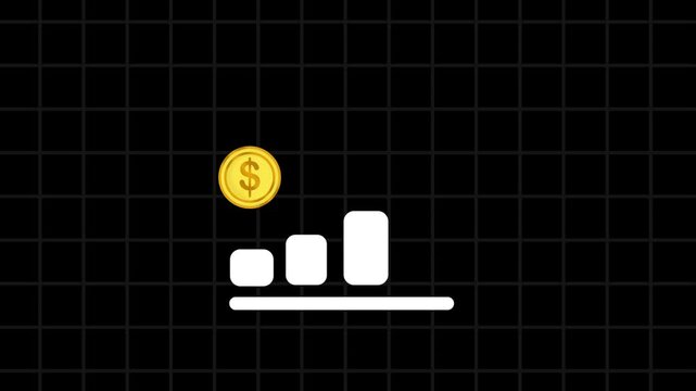 An animated depiction of financial business growth showcasing rising profits, upward market trends, and economic success
