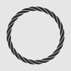 Round marine rope frame isolated on white background. Vector illustration