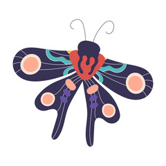 Exotic Vibrant Butterfly Flat Illustration 