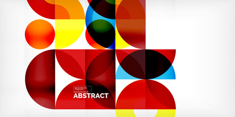 Obraz premium Minimal geometric abstract background. Circle square and triangle design. Trendy techno business template for wallpaper, banner, background or landing