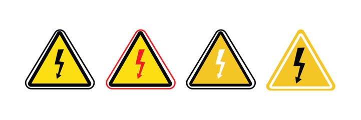 High voltage sign with lightning and High voltage icon. Alert, hazard and danger, caution electrical icon.