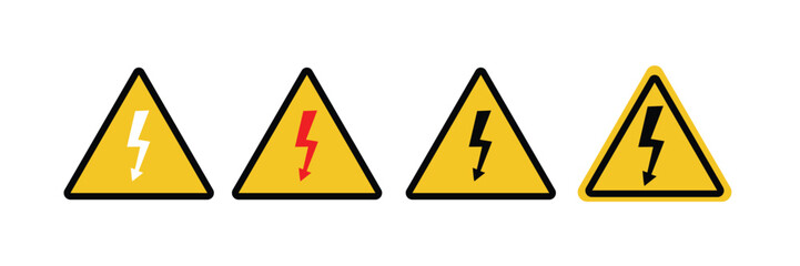 High voltage sign with lightning and High voltage icon. Alert, hazard and danger, caution electrical icon.
