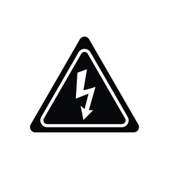 High voltage icon. high voltage warning sign on a yellow triangular board. danger vector symbol isolated on white background, web button.