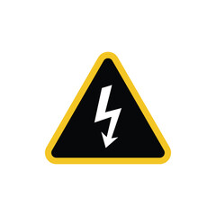 High voltage sign in yellow triangle. Symbol warning danger. Isolated vector illustration on white illustration