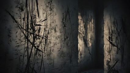 Black scratched grunge stucco wall background or texture