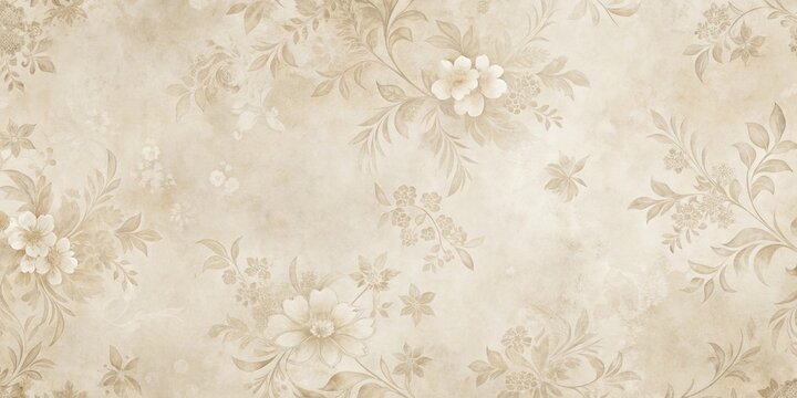 Elegant Beige Floral Pattern on Textured Background Ideal for Wedding Invitations, Stationery, and Home Decor
