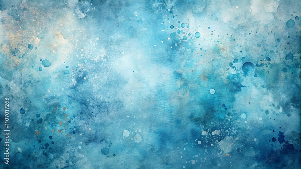 Poster abstract blue watercolor texture with gold splashes a serene background for design projects