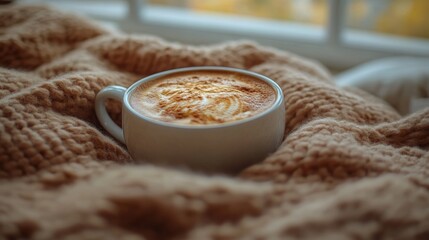 Young Woman Enjoying a Cozy Cup of Coffee at Home While Relaxing