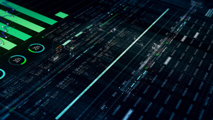 Futuristic network simulation blending AI, quantum physics, and deep learning, with a particle matrix analyzing data in a sleek, HUD-style interface