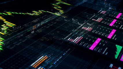 Futuristic network simulation blending AI, quantum physics, and deep learning, with a particle matrix analyzing data in a sleek, HUD-style interface