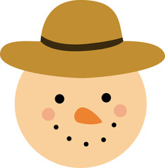 Sand snowman head wearing sunhat.
Christmas Beach Snowman  head flat vector.
Beach summer sand snowman head isolated svg.
Transparent background.