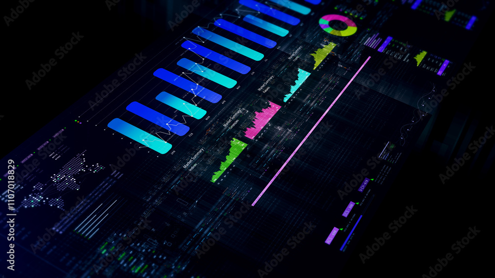 Poster Futuristic network simulation blending AI, quantum physics, and deep learning, with a particle matrix analyzing data in a sleek, HUD-style interface