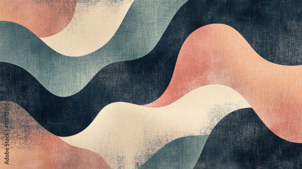 Poster abstract contemporary tapestry pattern with colorful waves design