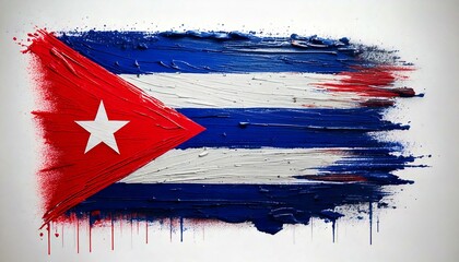 Cuba flag made with a paint stroke on a white background hyper realistic