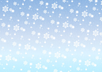 Seamless pattern of white snowflakes, light blue gradient. Vector illustration