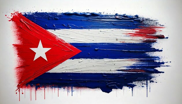 Cuba flag made with a paint stroke on a white background hyper realistic