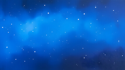 Fototapeta premium Night Sky Watercolor Deep blue and indigo hues fading into soft black with scattered white stars, evoking a dreamy watercolor night sky. generative AI