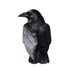 Majestic black raven showcasing intricate feather details