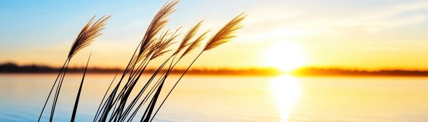 Golden sunrise over a still lagoon, embodying inner peace and tranquility in nature's serene embrace.
