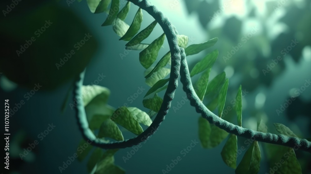 Poster botanical dna: a mesmerizing depiction of nature's code, intertwining the elegance of leaves with th