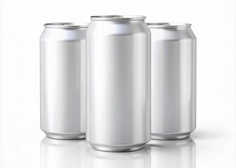 Minimalist Mockup of White Aluminium Beer Cans Isolated on White Background for Product Showcase and Branding in Beverage Industry