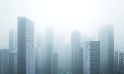 Fototapeta premium Modern City Skyline Obscured By Fog