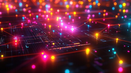 Fototapeta premium Abstract network of glowing points and lines. Connections