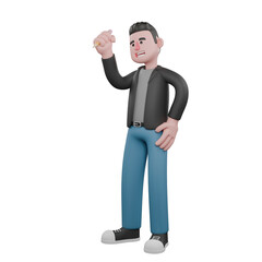 Fototapeta premium Cartoon-Style 3D Model. A male screenwriter stands with both hands open, happy expression. 3D Design