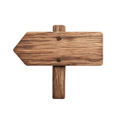 Rustic wooden directional signpost on a transparent background
