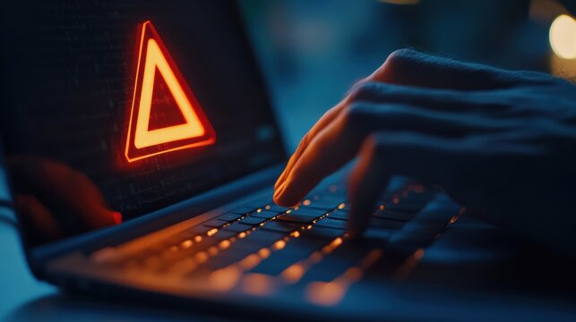 Cybersecurity Threat: Urgent Warning Sign on Laptop Screen