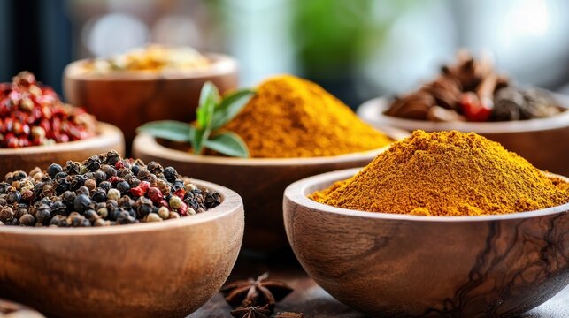 Exploring culinary delights spice varieties kitchen table food photography cozy environment close-up view flavor exploration