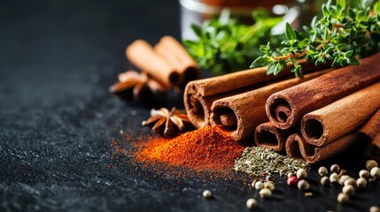 Exploring aromatic spices culinary delights kitchen food photography indoor vivid colors and textures