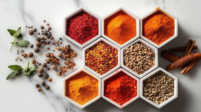 Exploring the aromatic world of spices kitchen culinary arts home environment top-down view flavor enhancements