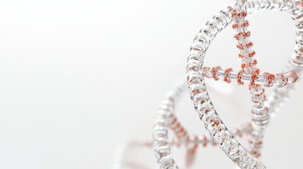 A close-up of a DNA helix model on a white background, with a focus on the intricate structure of the helix, Scientific style