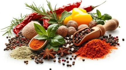 Fototapeta premium Cooking with fresh herbs and spices kitchen culinary ingredients bright environment close-up view flavor enhancement techniques