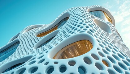 Obraz premium Modern Building with Circular Windows and Organic Facade